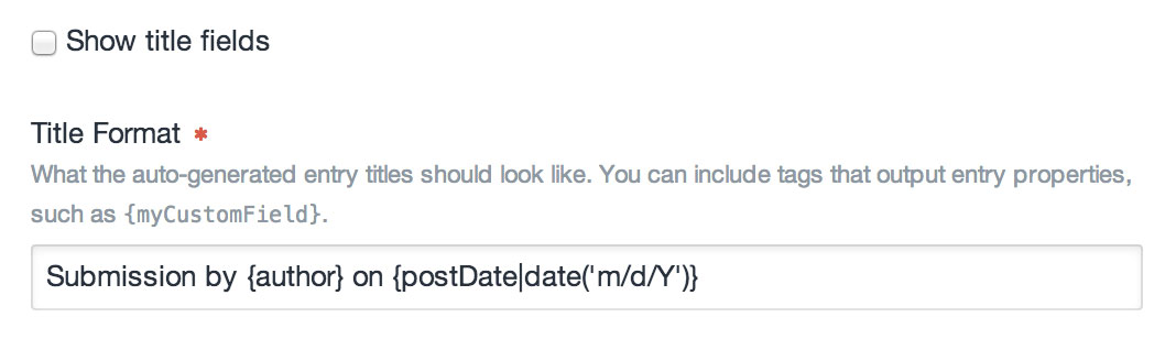 Entry Type Settings Title Format