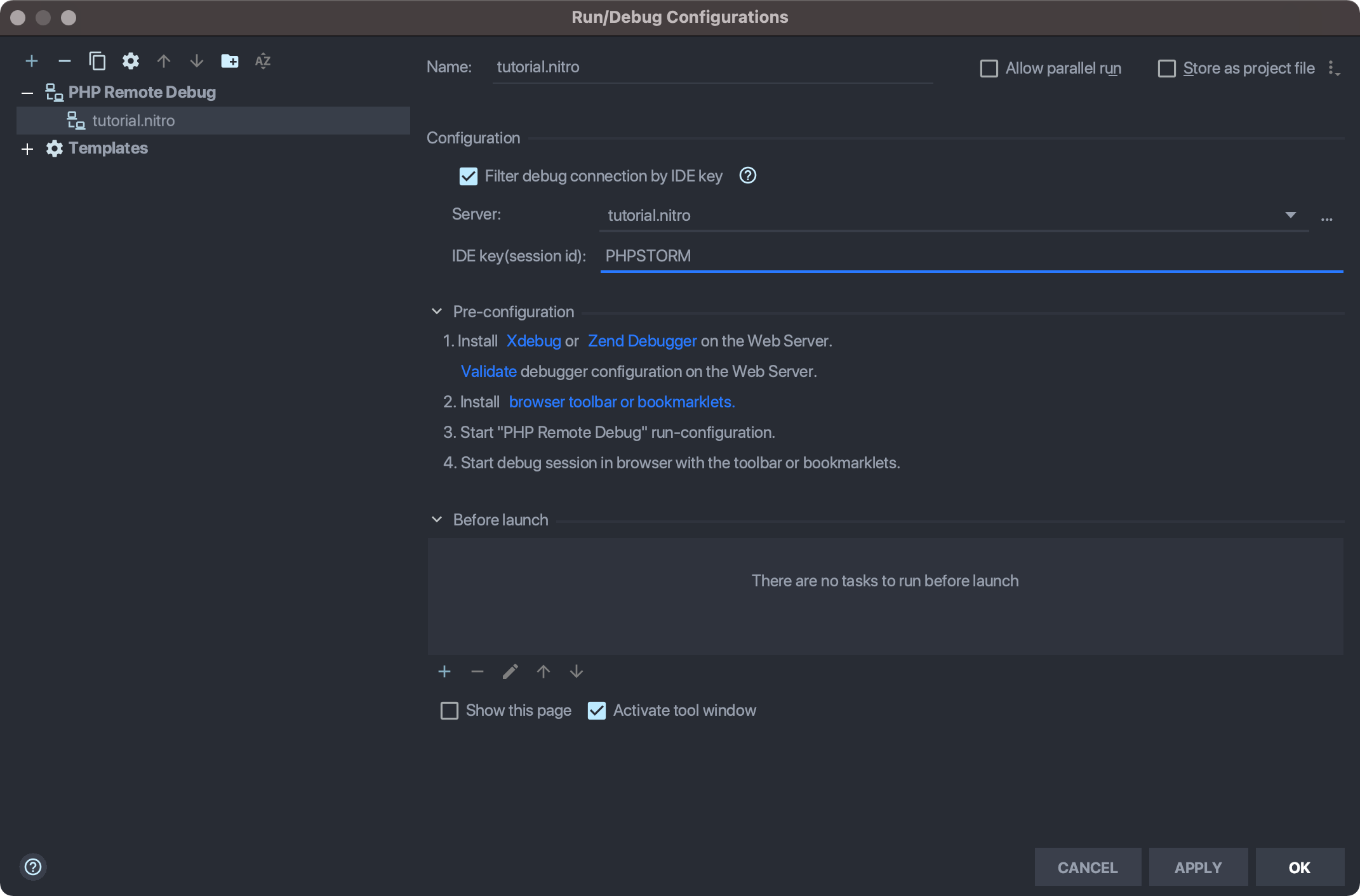 PhpStorm Remote Debug Settings